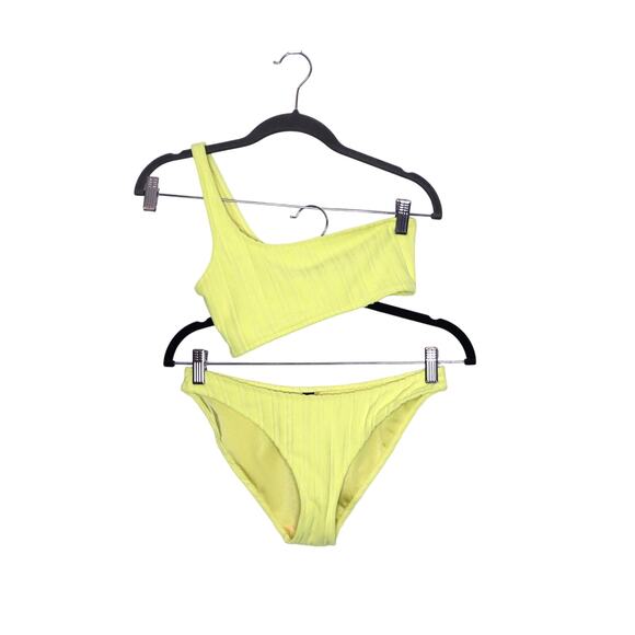 TRIANGL Melrose Cheeky Sunshine Bikini One Shoulder Ribbed Two Piece Women's S - Picture 1 of 13